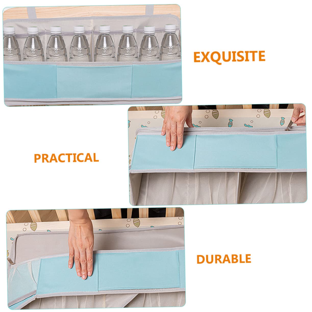 ibasenice Wickelorganiser Hängend aus Oxford Pp-Material für Kinderbetten Windelaufbewahrung mit Platz für Windeln Puder Fläschchen Etc Praktischer Organizer für Wickeltisch