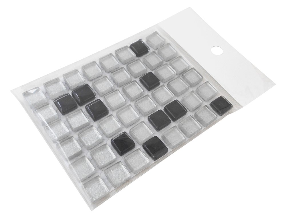 Amazon.co.jp: miki ガラスモザイクタイル 10mm角(4mm厚) Silver&Black