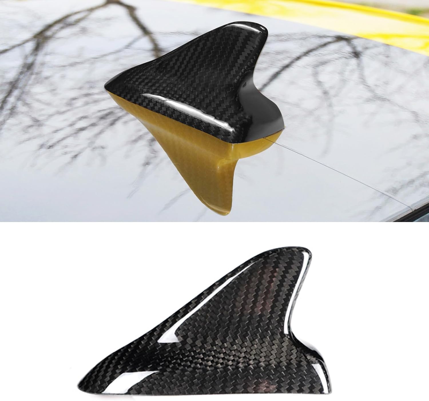 Compatible with Chevrolet Camaro 2010-2015 Antenna Cover Shark Fin Trim Hood Real Carbon Fiber Automotive Roof Aerials (Black)