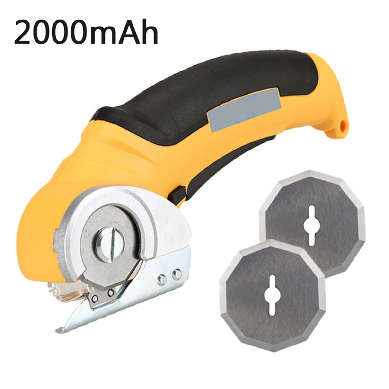Tijeras eléctricas, Cortador eléctrico inalámbrico Recargable, cizalla for cartón, Cuero, Tela, álbum de Recortes, Alfombra, Corte rotativo para esquilar(Yellow.Set)