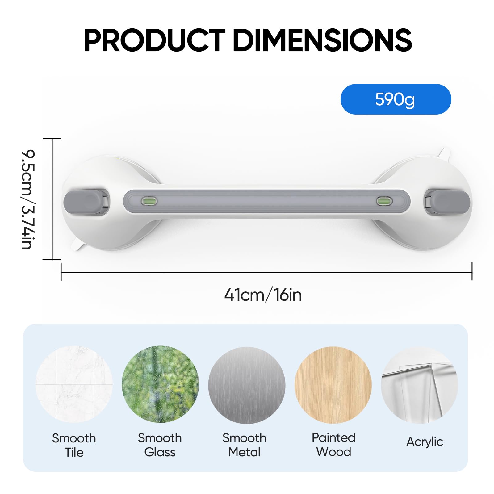 2 Pieza Agarrador Ducha para Personas 41 CM Asa de Seguridad