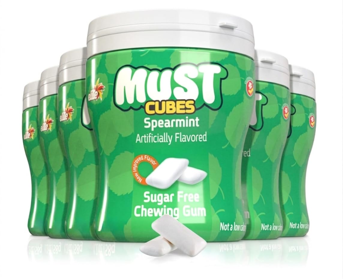 Elite Must Spearmint Sugar Free Chewing Gum, 2.3oz (6 Pack)
