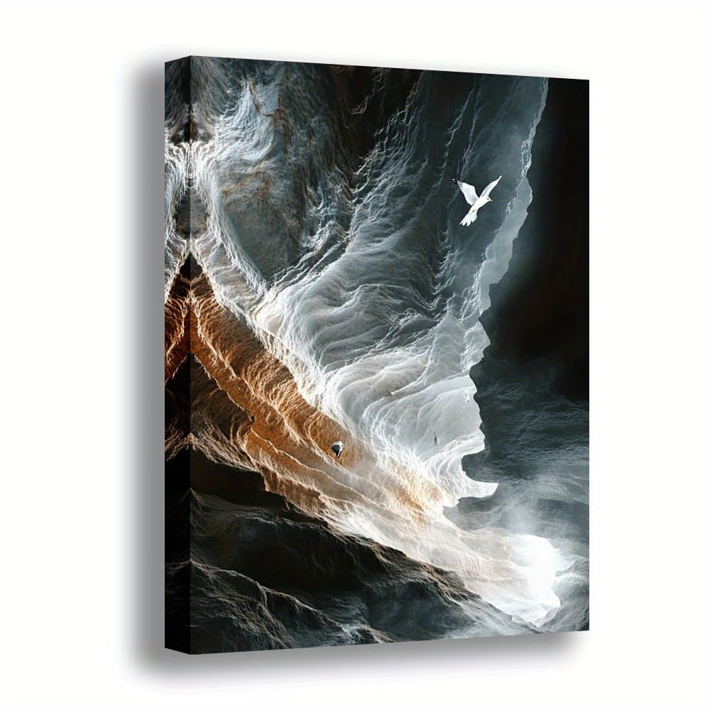 awitufhgp Serene Waterfall Scene Canvas Wall Art, Modern Vintage Design, Elegant Home Office Decor, for Living Room, Bedroom, Study(35x45cm/14x22in(WxH)/No frame)