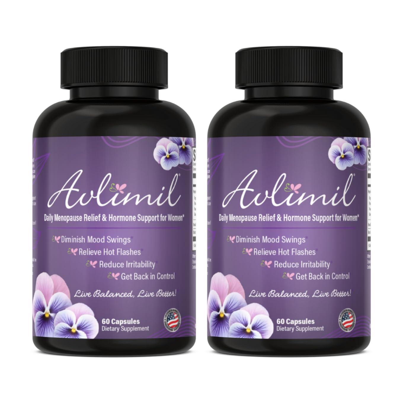 Avlimil® Hormone Balance & Menopause | Relief from Mood Swings, Hot Flashes, Night Sweats and Irritability - Isoflavones, Black Cohosh, Raspberry, Valerian, Sage, Red Clover, Lemon Balm - 2 Month