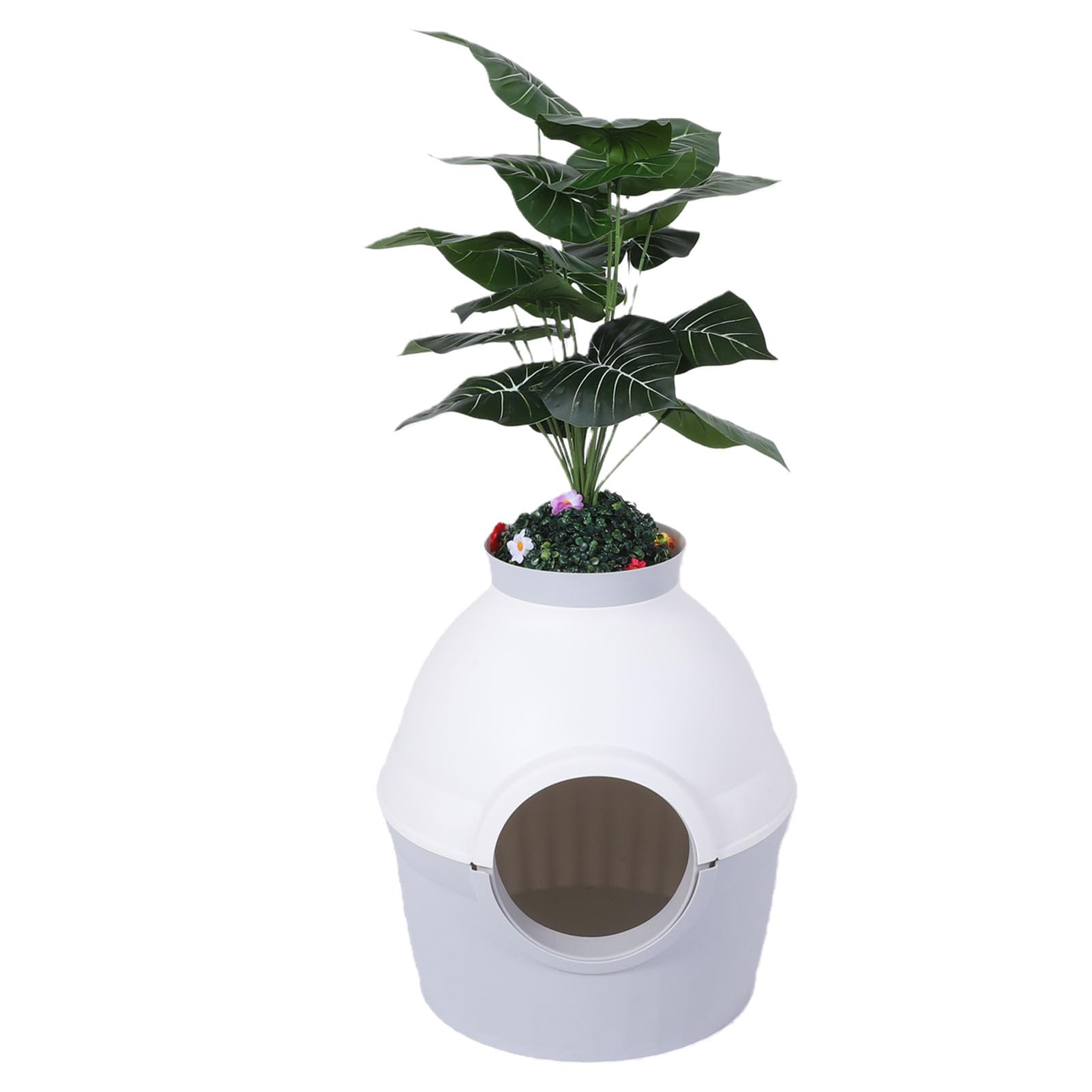 Arenero Oculto para Gatos, Extragrande, a Prueba de Salpicaduras, con Diseño de Planta de Plástico para Decoración del Hogar y privacidad.
