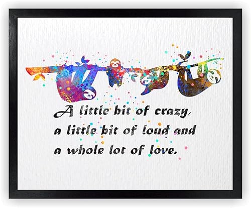 Dignovel Studios 11X14 Unframed Perezoso Familia de cuatro Familia Maternidad Acuarela Arte Impresión Póster Arte de Pared Niños Oficina Decoración