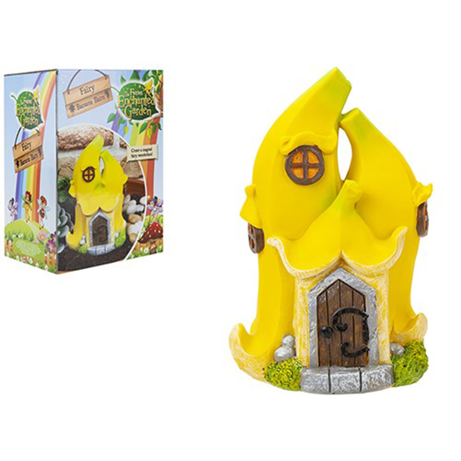 Enchanting Yellow Secret Fairy Garden Banana Barn - 13cm x 10cm x 20cm (1 Pc.) - Magical & Unique Whimsical Decor - Perfect Accent For Indoor & Outdoor Spaces