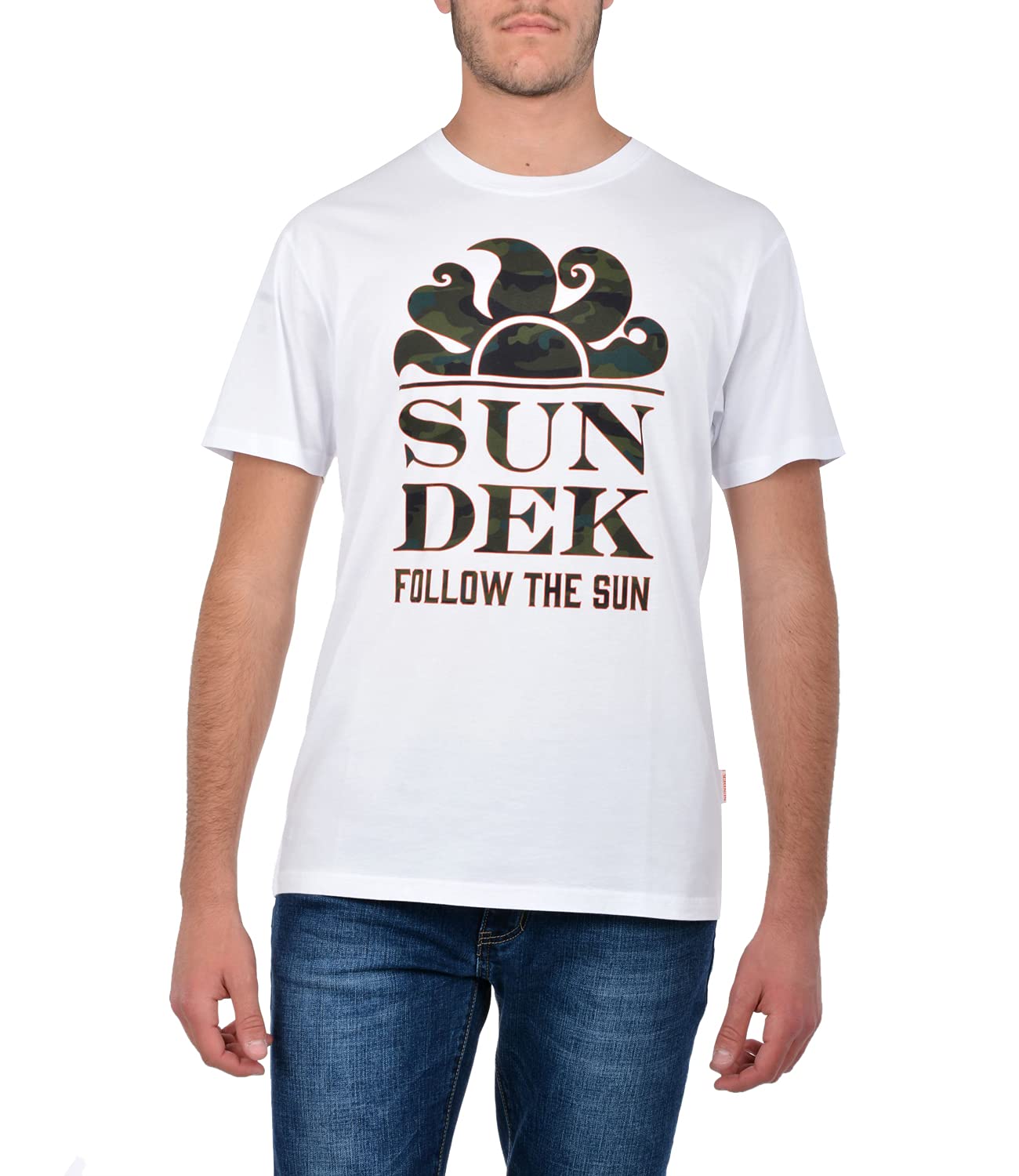 SUNDEKM026TEJ7853 Half Sleeve T-shirt Cotton White