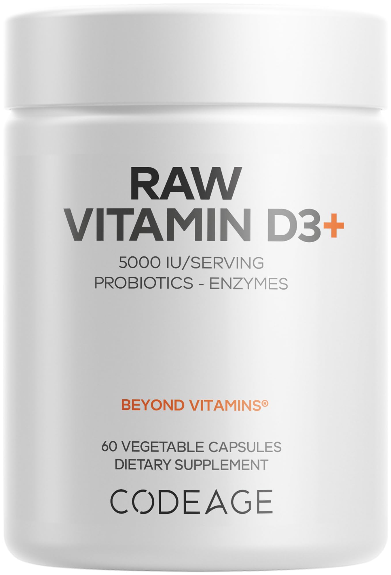 Codeage Raw Vitamin D3+ 5000 IU, Probiotics, Digestive Enzymes, 60 Capsules