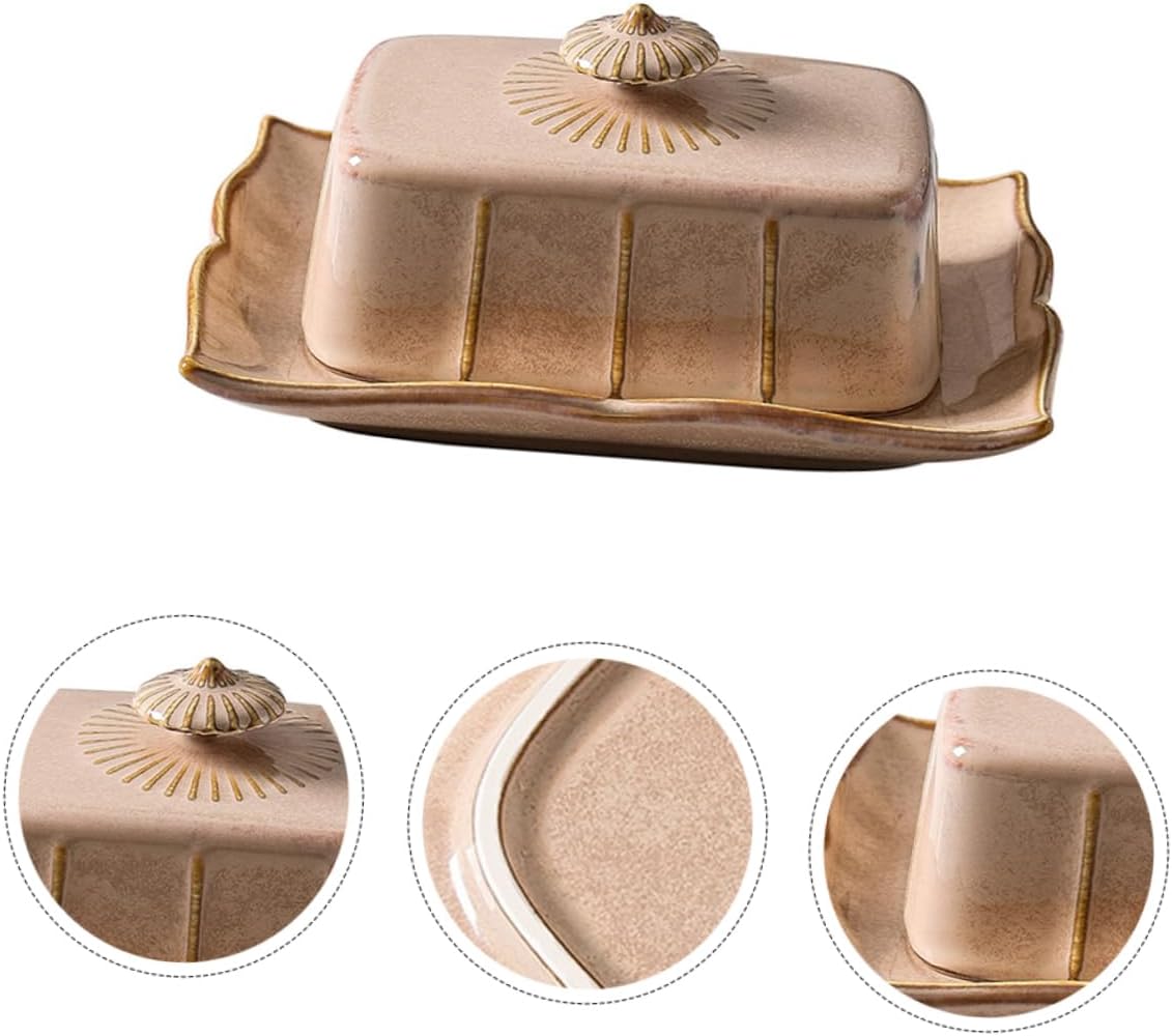 Didiseaon Butter Serving Tray with Lid Snack Tray Cheese Holder for Kitchens and Hotels