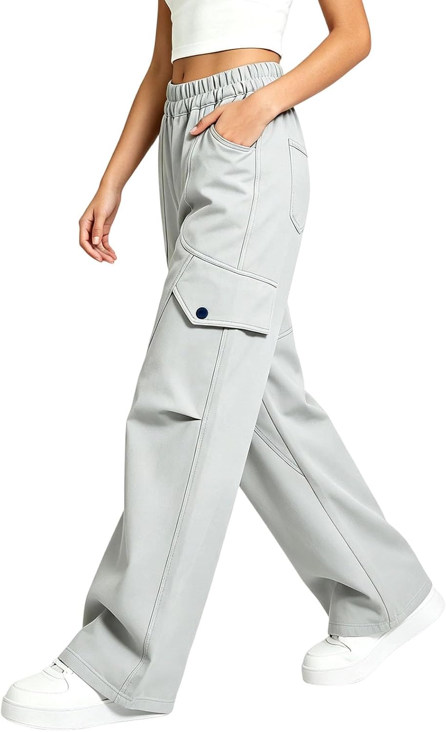 Girls Y2K Parachute Cargo Pants Baggy Wide Leg Trousers