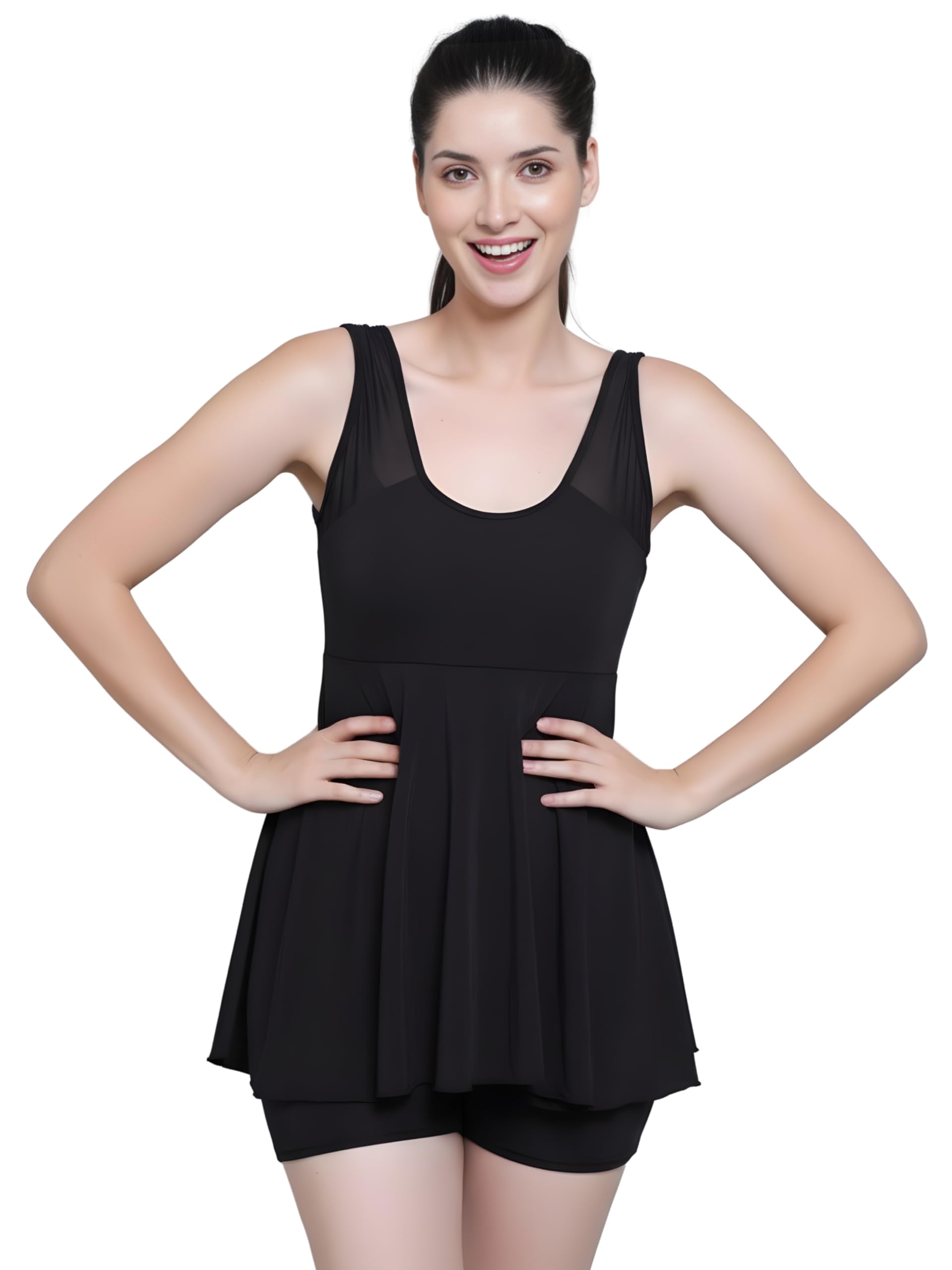 - Women Lycra Frock Style Short Attached Padded One Piece Swimming Costume