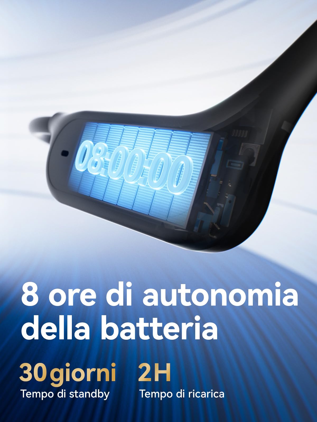 SANAG B33S Cuffie Conduzione Ossea Nuoto, Cuffie Subacquee per Piscina IPX8 Impermeabili con Wireless Bluetooth, Microfono, Lettore MP3 da 32G, 8 Ore di Riproduzione, Auricolari Nuoto Musica, Nero