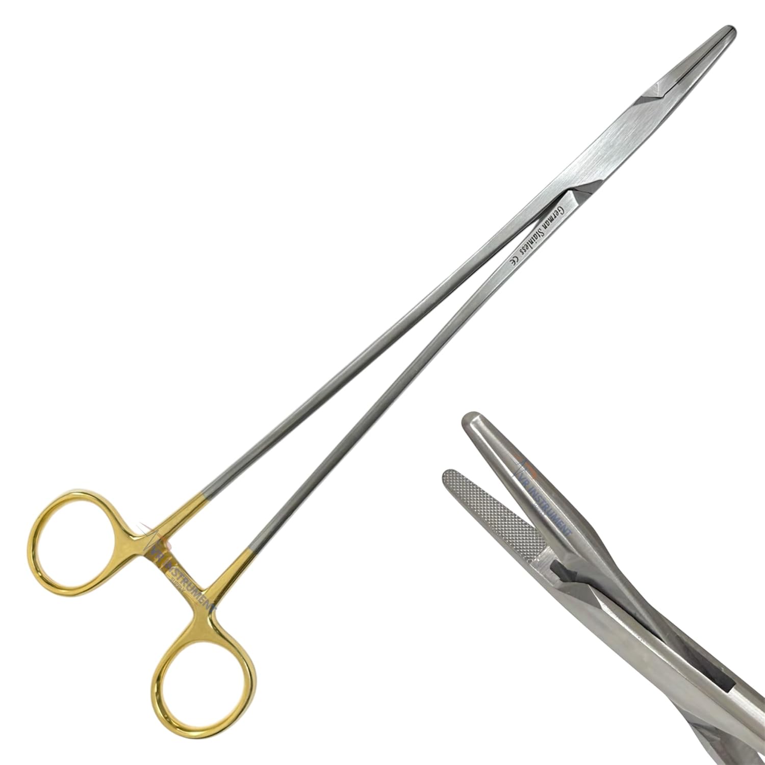 Premium Surgical Mayo Hegar Needle Holder, 10 inch, Tungsten Carbide Inserts, Gold Handle