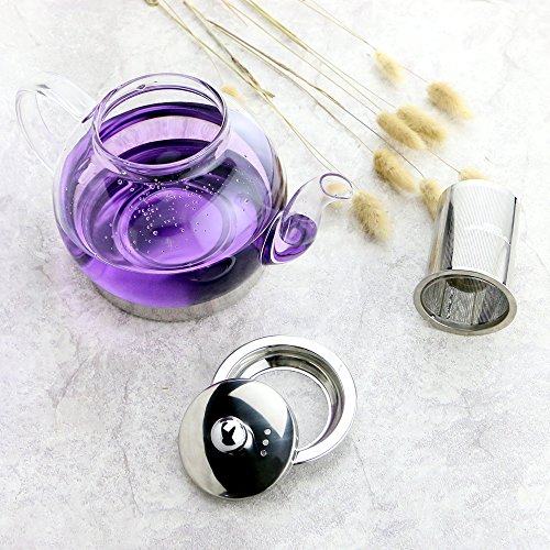 TOYO HOFU Tetera a Prueba de Calor del Vidrio de Borosilicate del Vidrio Claro Alto con el Infuser, Olla de la Olla de… - Imagen 7