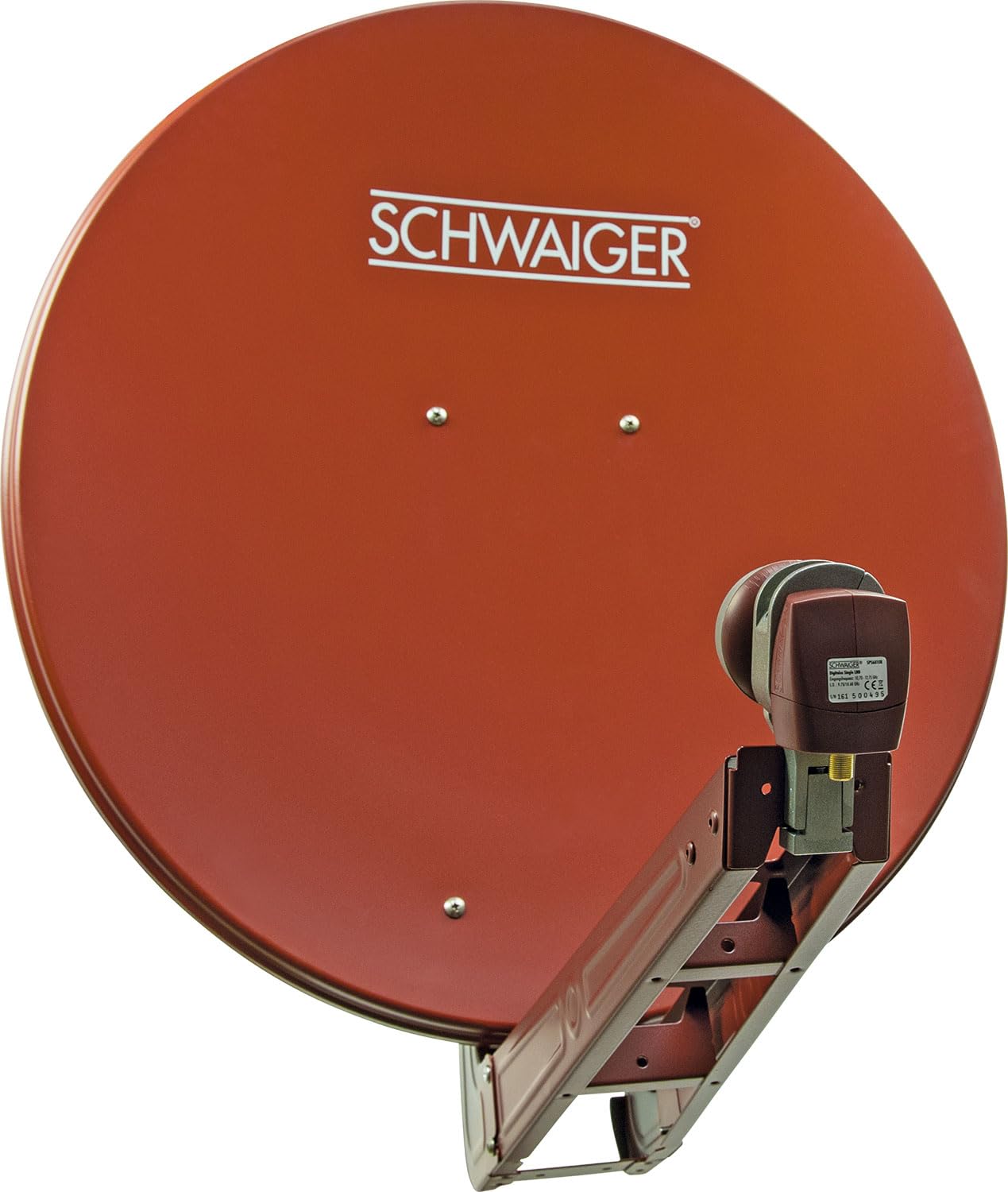 SCHWAIGER 4647 Sat Sistema satélite Set Antena parabólica Quad LNB Digital 8X F-Plug 7mm Sat Antena Aluminio Set Completo Antracita 75 x 80 cm