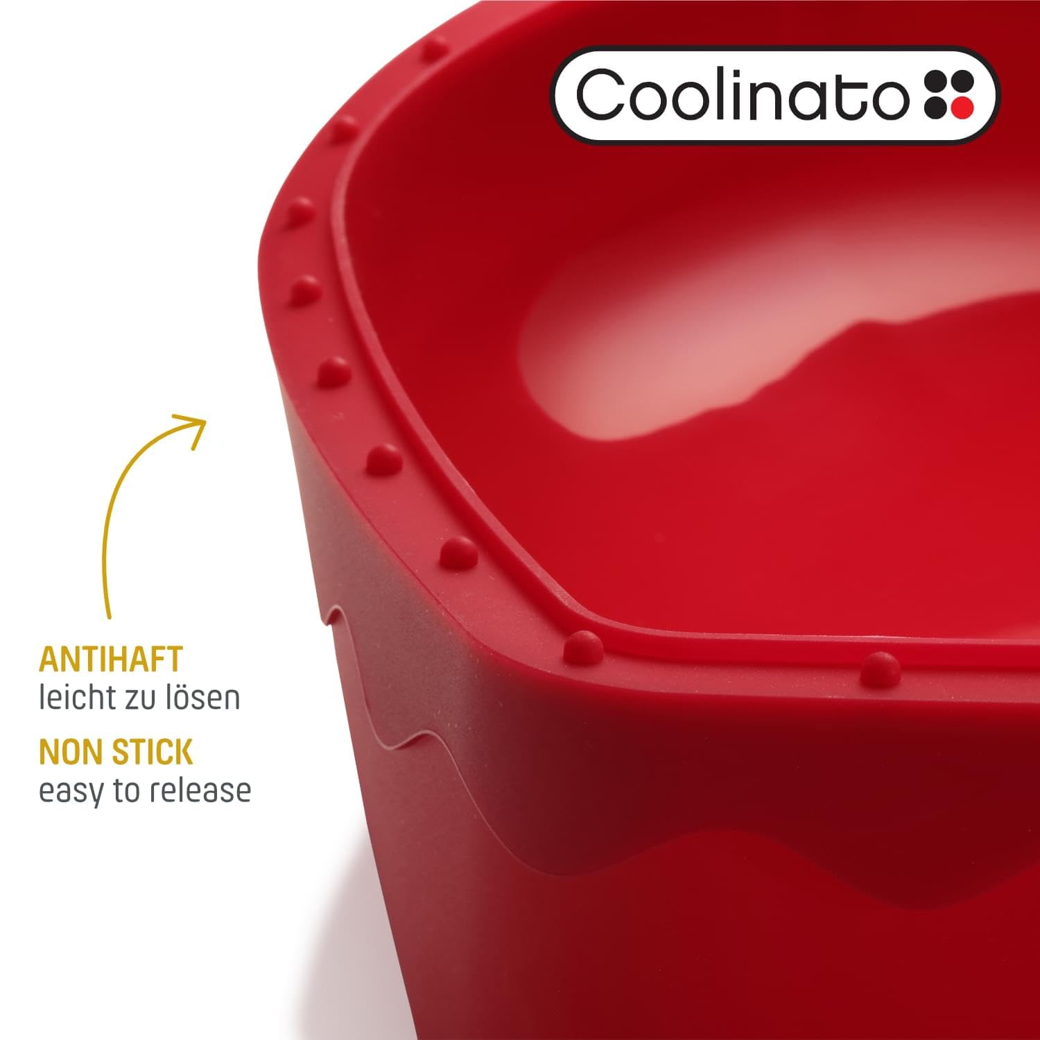 Coolinato Molde de silicona para hornear en forma de corazón 3D, 25 x 27 cm, rojo, incluye 4 recetas | Incluye 4 Recetas