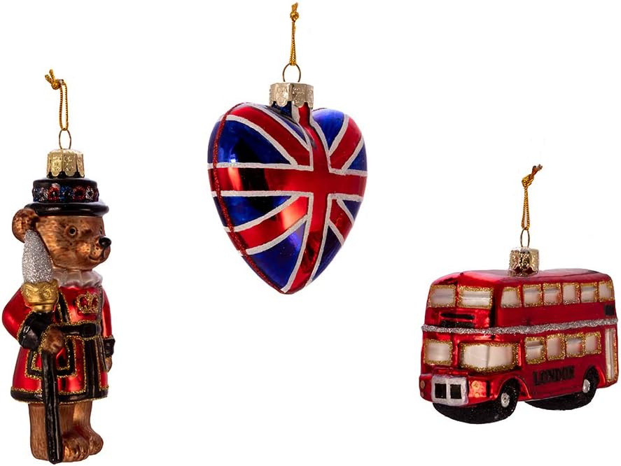 Kurt Adler 4.5インチ 英国風 ガラスオーナメント 3個セット MATASHI