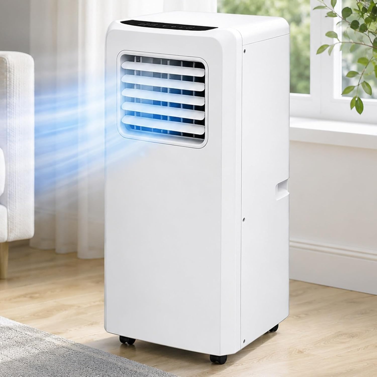 Condizionatore d'Aria Portatile 9000 BTU Silenzioso con Telecomando e Timer 12H, modalità Raffreddamento Ventilazione e deumidifica per roulotte Appartamenti e