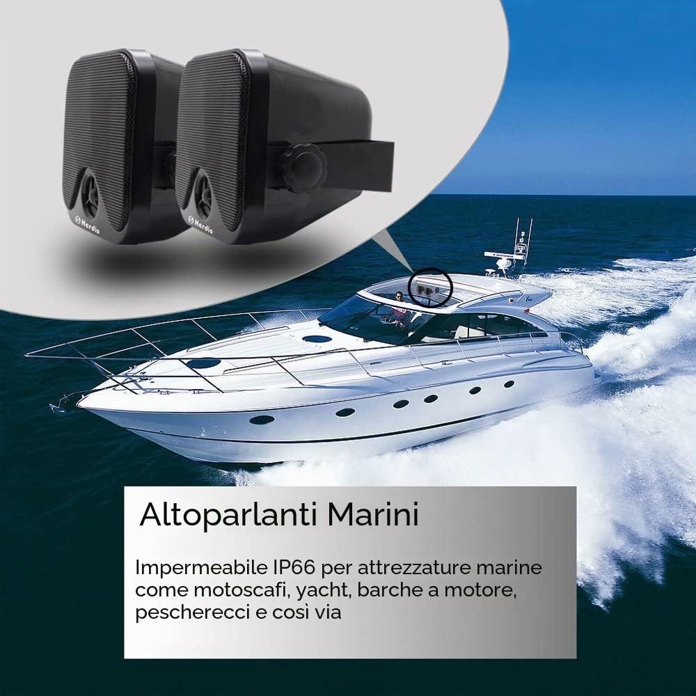 Herdio Diffusori Esterni Da 100 W 4" Sistema Stereo Impermeabile Marino per Barca, Ristorante, Negozio, Giardino, Camper, Camion ATV UTV Motocicletta. (Vendute a Coppia)
