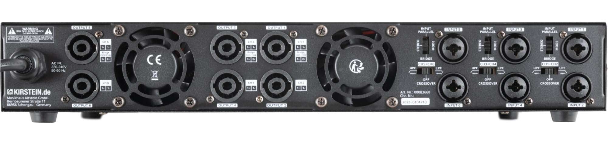 Pronomic MC6-400 Finale - Potenza in uscita (4 Ohm): 6x 600 Watt - Modalità Stereo, Parallel o Bridged - Frequenza crossover regolabile - Tipo di circuito: Class D