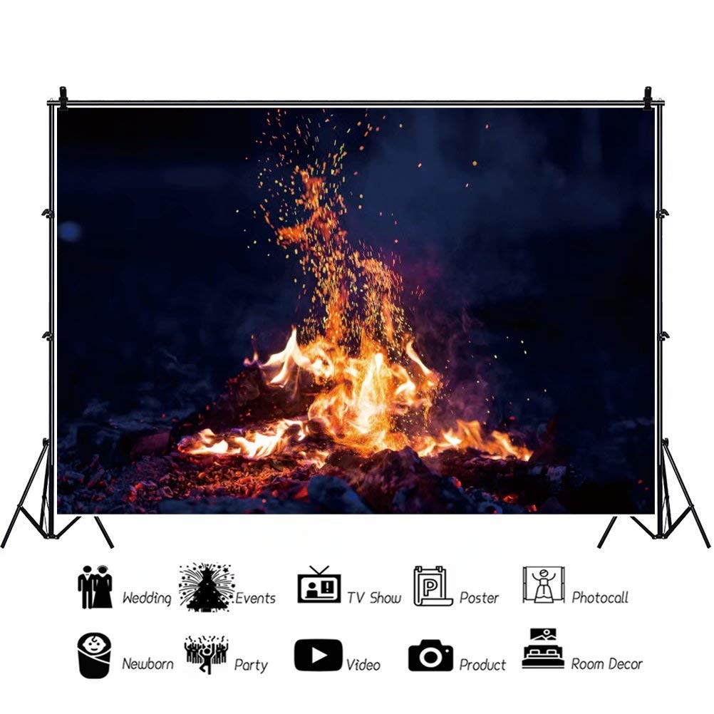 Fotohintergrund 'Kamin Mit Flammen' – 1,5x0,9 M, Vinyl, Für Weihnachtsfotos, Porträts & Studio
