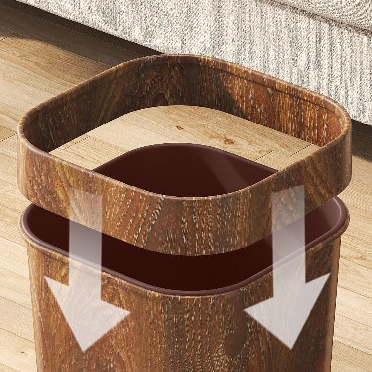 Cucina con cestino della spazzatura Pattumiera Quadrata in Plastica, Pattumiera con Parte Superiore Aperta con Anello di Pressione e Fondo Antiscivolo, Pattumiera da Ufficio for Soggiorno da 12/14 Lit