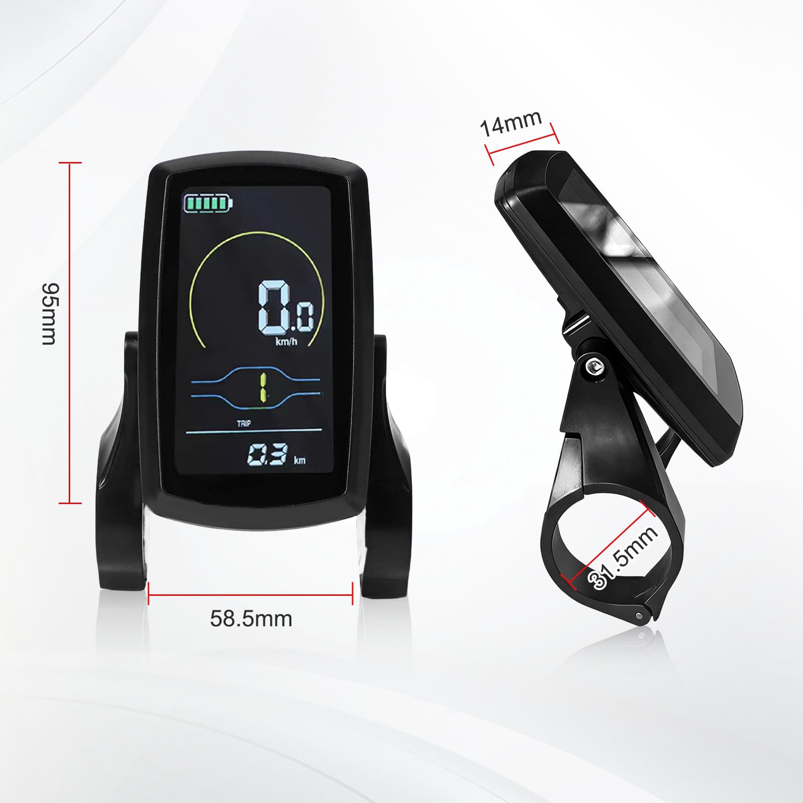 Pannello di controllo LCD per bici elettrica, display LCD 80C, misuratore di velocità intelligente per bicicletta elettrica con supporto di tensione 36 V 48 V, sistema di controllo del