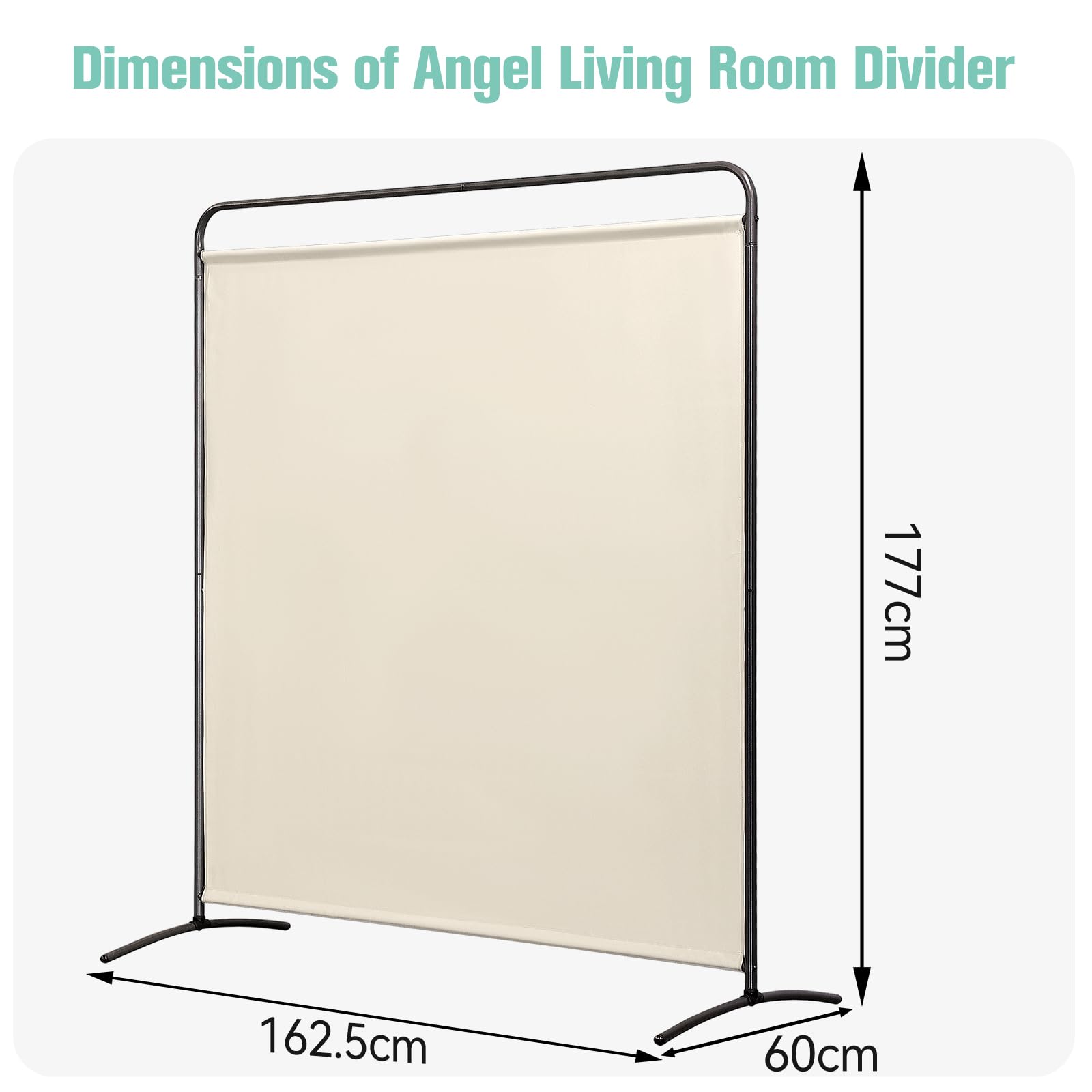 Angel Living Parawan 1-częściowy, wolnostojący, ścianka działowa, ściana do postawienia, przegroda, ochrona przed wzrokiem dla biur, balkonu, sypialni, ogrodu na zewnątrz, 162,5 x 177 cm (Beżowy)