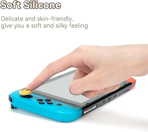 Miniatura 4 de GeekShare Bonitas tapas de silicona Joycon con agarre para pulgar, funda de joystick compatible con Nintendo Switch OLED Switch Lite, 4 unidades,