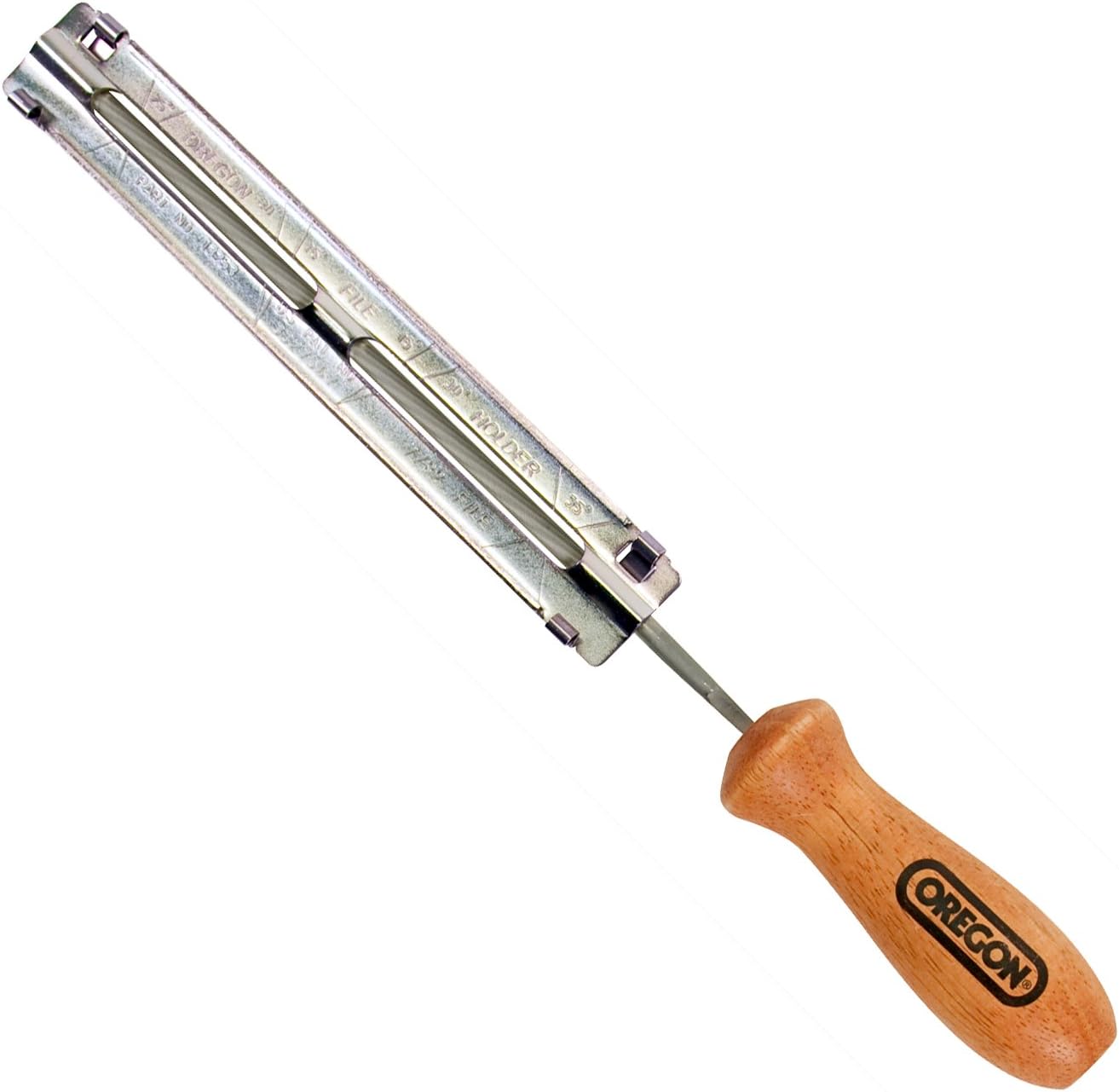 Oregon 11/64-Inch (4.5 mm) Chainsaw File and Holder with Angle Guides to Sharpen 3/8-Inch Narrow Kerf Chainsaw Chains (Q29192C)