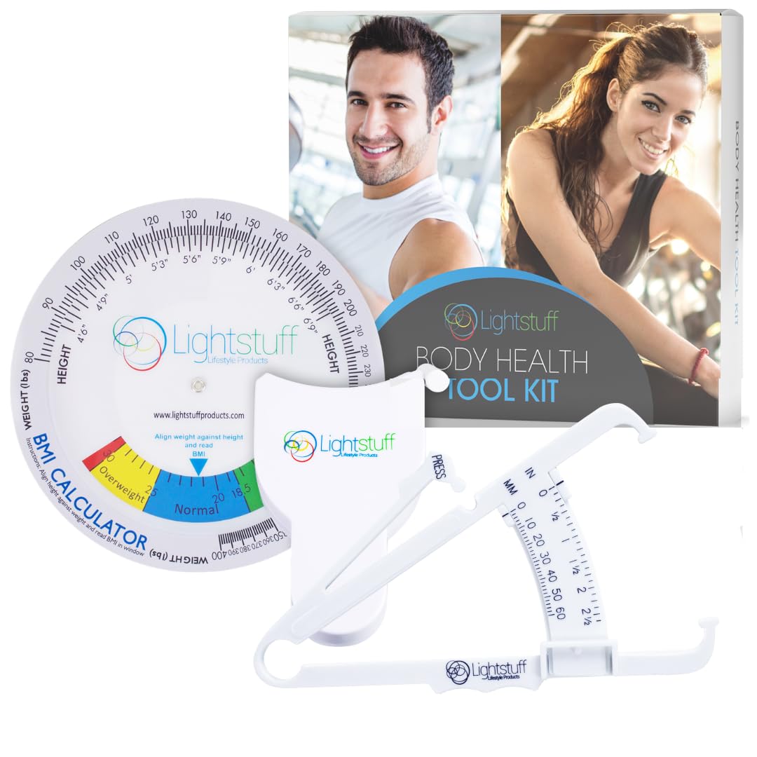 Lightstuff Body Health Tool Kit – Complete Body Fat Caliper & Body Tape Measure System for Accurate Fitness & Weight Loss Tracking