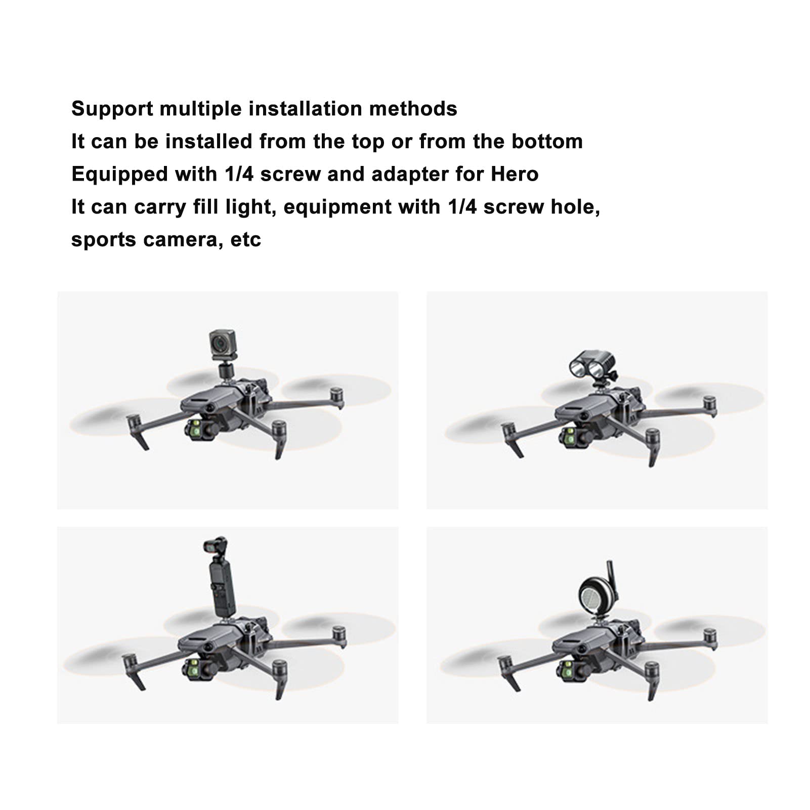 Kit de Soporte de Expansión de Cámara de Dron para dji Mavic 3, Soporte de Cámara de Montaje de Extensión Multifuncional con Orificio de Tornillo de 1/4 Pulgadas, Soporte de