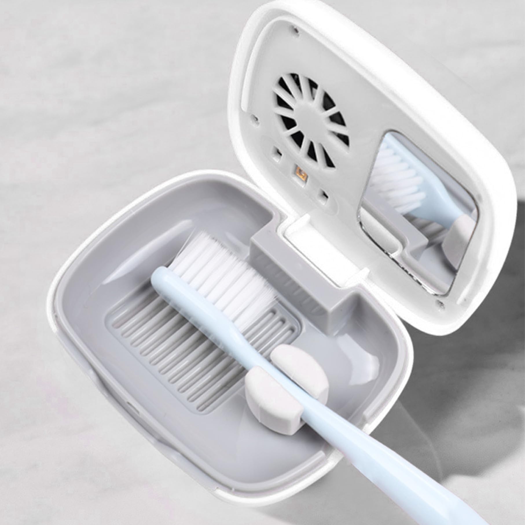 Desinfectante para cepillos de Dientes Secado Seguro Soporte para desinfectante para cepillos de Dientes UV automático Carga rápida Portátil y Soporte para Estilo eléctrico y Ordinario 2..