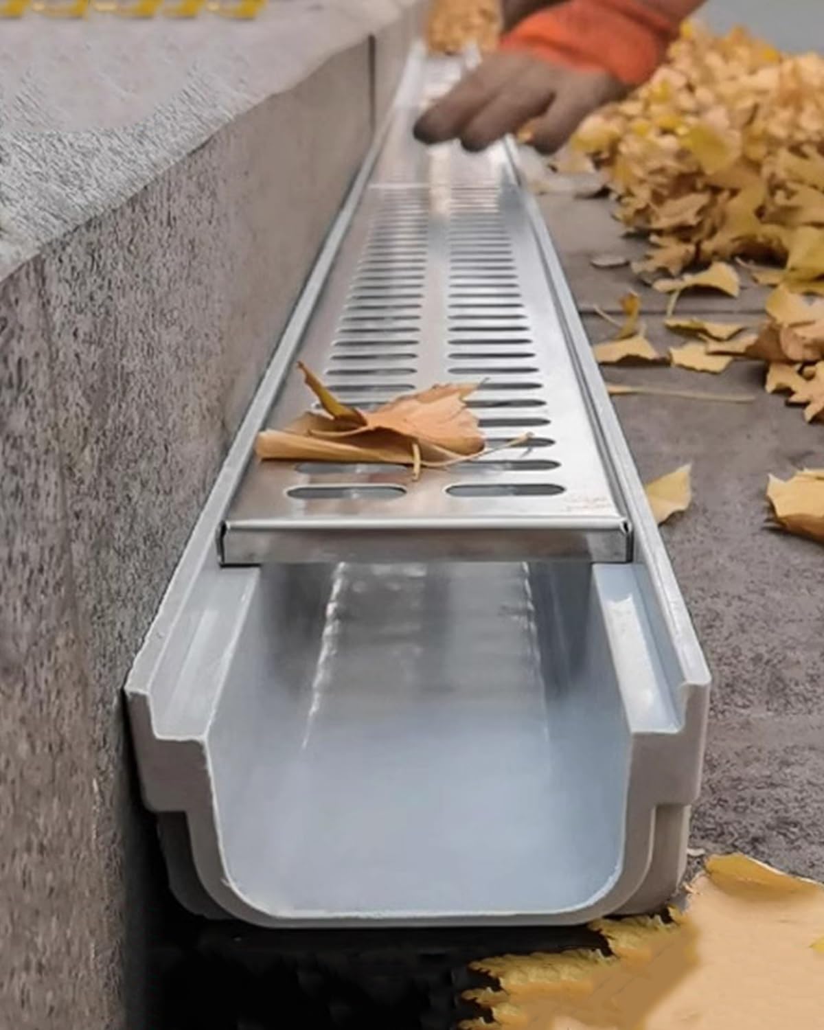 GDMDPTE Stainless Steel Drain Cover with U-Shaped Plastic Channel Perfect for Trench Drainage Rainwater Management and Storm Sewer Solutions