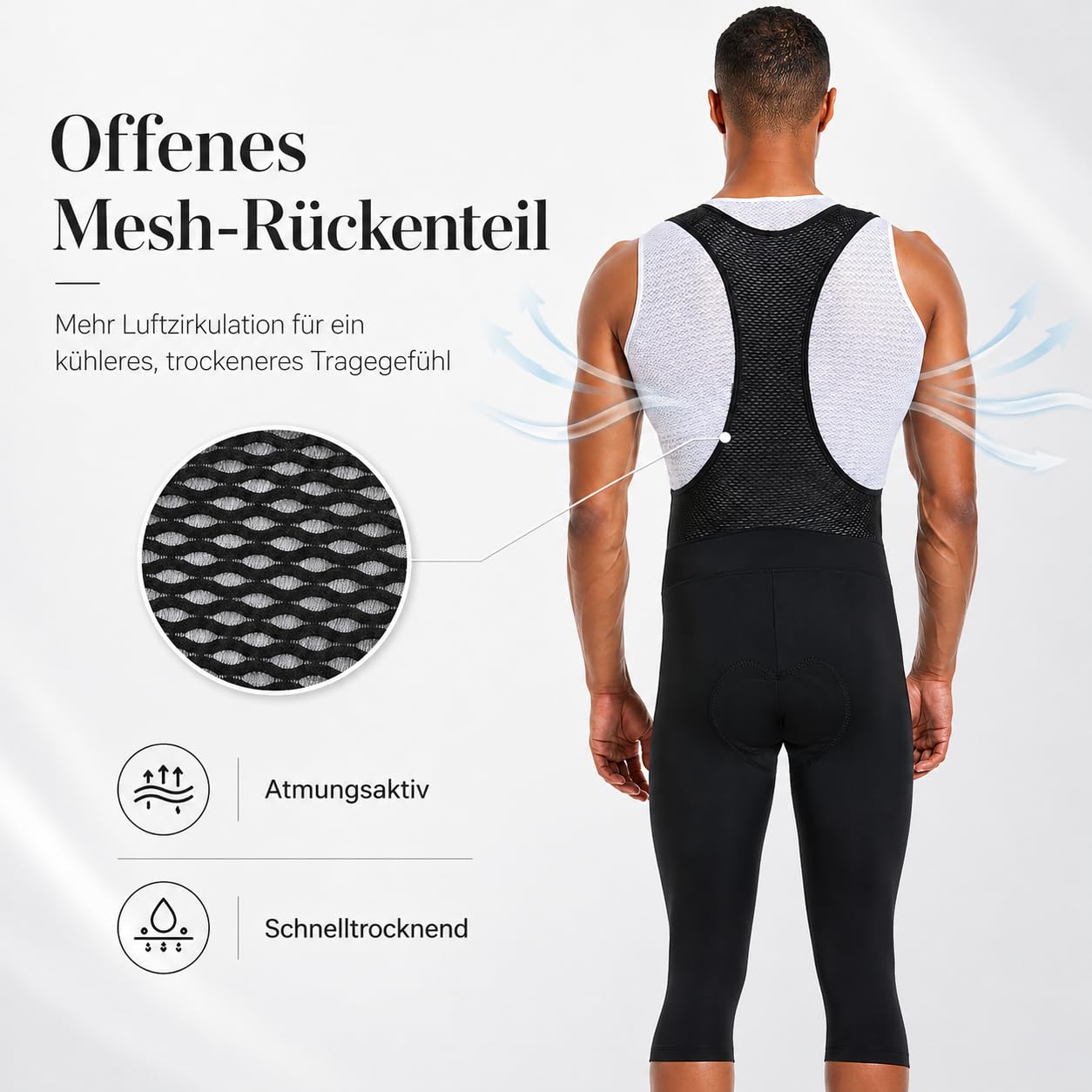 Przewalski Radlerhose Herren 4D Gepolstert, Fahrradhose Herren mit Tasche für Straße und Bergfahrten