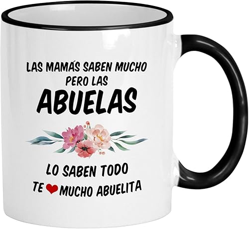 Casitika Regalos Abuela en español. Regalos para taza de café Abuela. Las Mamas Saben Mucho Las Abuelas Lo Saben Todo. Taza para abuela en español.