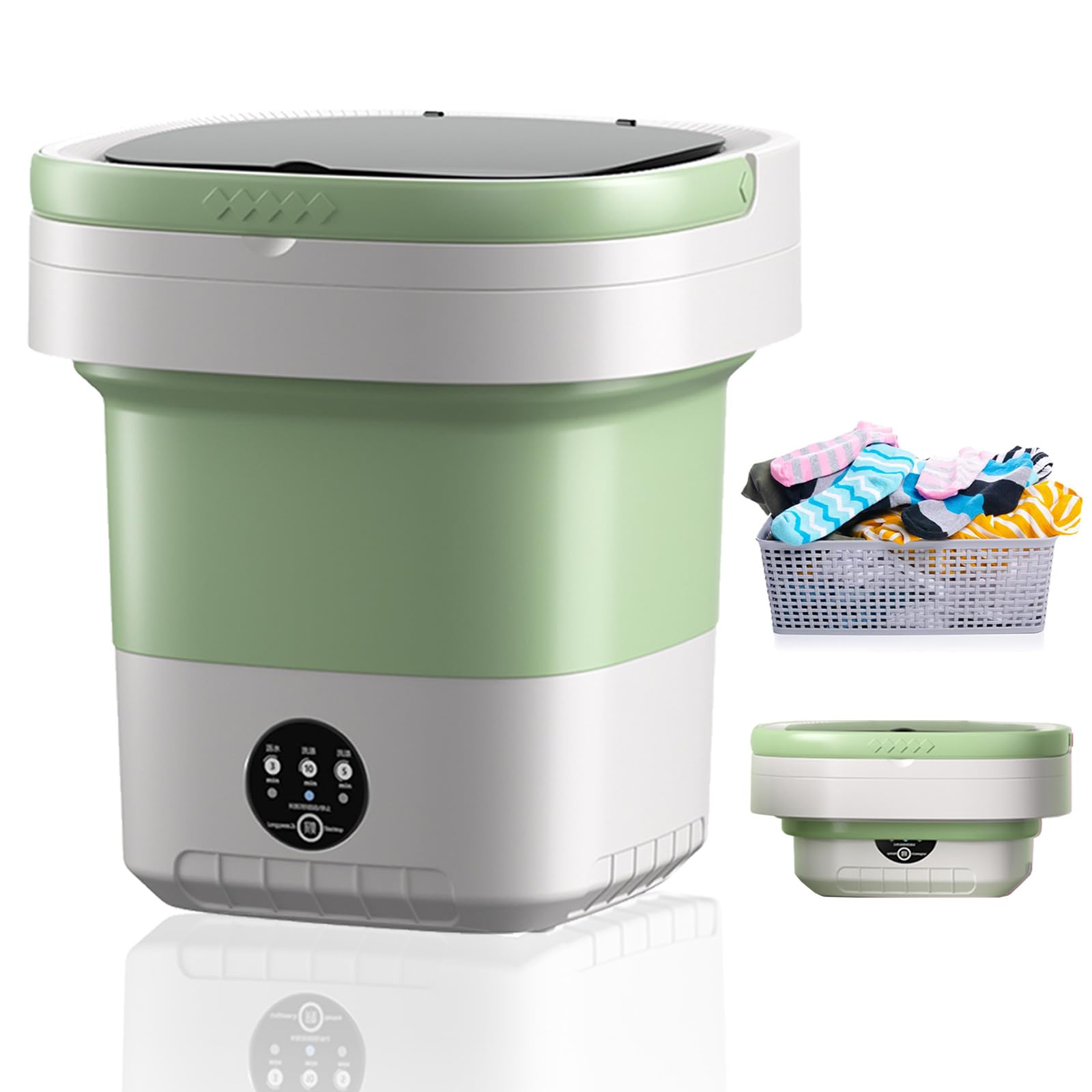 Lavadora portátil, Lavadora Inteligente 2 en 1 con Secadora giratoria, Mini Lavadora Plegable de 12 L, Lavadora de Viaje para Acampar, Ropa Interior, Ropa de bebé, Calcetines Green
