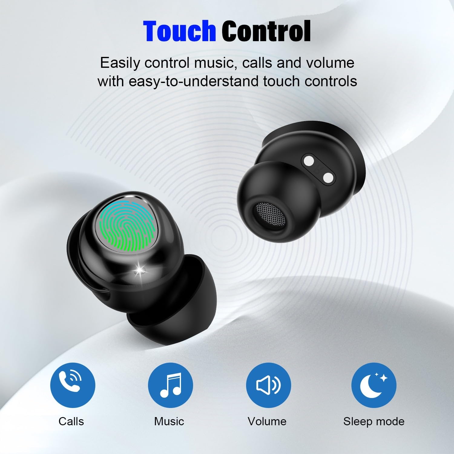 Auriculares para dormir, auriculares inalámbricos con cancelación de ruido para dormir de lado, Bluetooth de 5.4 pulgadas, ligeros, 47 horas de reproducción, llamadas claras para dormir, ejercicio