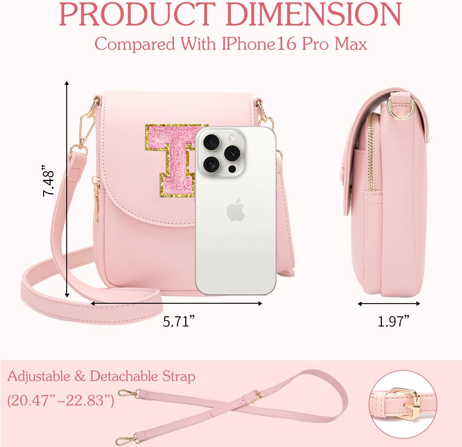 Crossbody Purse for Teen Girls Small Initial Cell Phone Toddler Purse Leather Triple Compartment Crossbody Bags