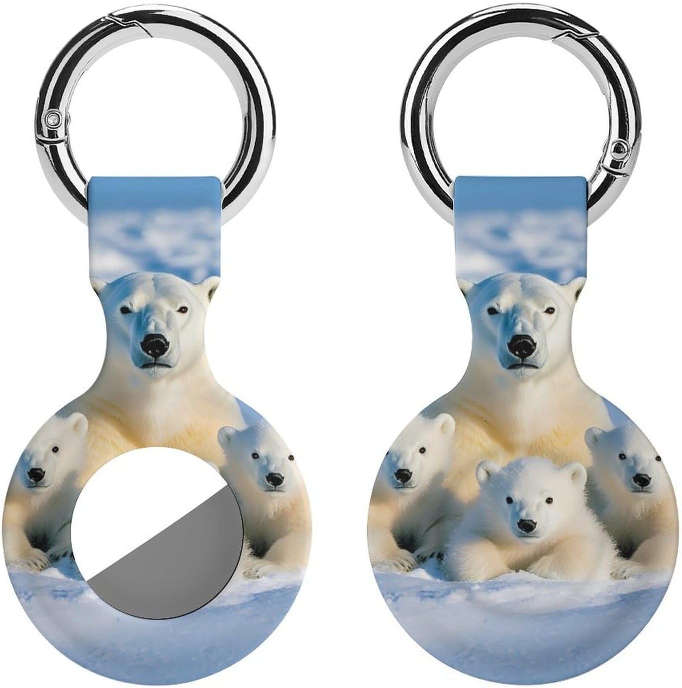 Polar Bear Family Rest Time Funny Cover Compatible with AirTag Case Protector GPS Tracker Holder with Keychain