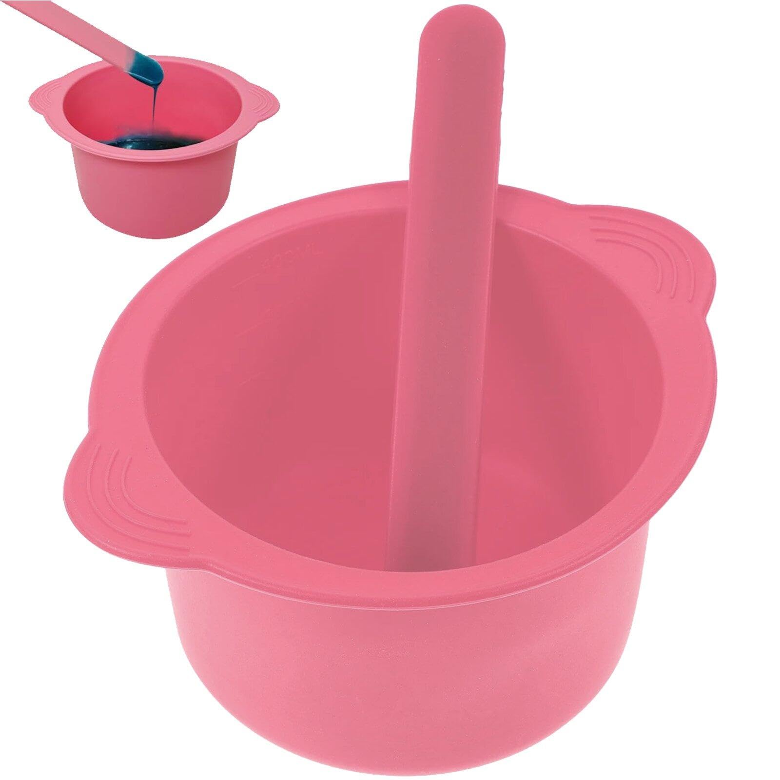 Siliconen waxsmeltkom, 400 ml, waxverwarmer, waxverwarmer, reservepot, siliconen was, fusiekom, anti-aanbaklaag, voor gezicht, neus, roze, blauw