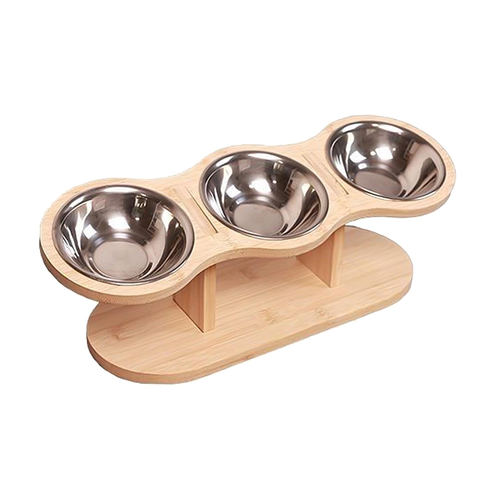 Sharplace Ciotola per Gatti Rialzata Stazione di Alimentazione Mangiatoia con Supporto in Legno E Ciotole in Acciaio Inox Adatta per Cani di Piccola Taglia 42x