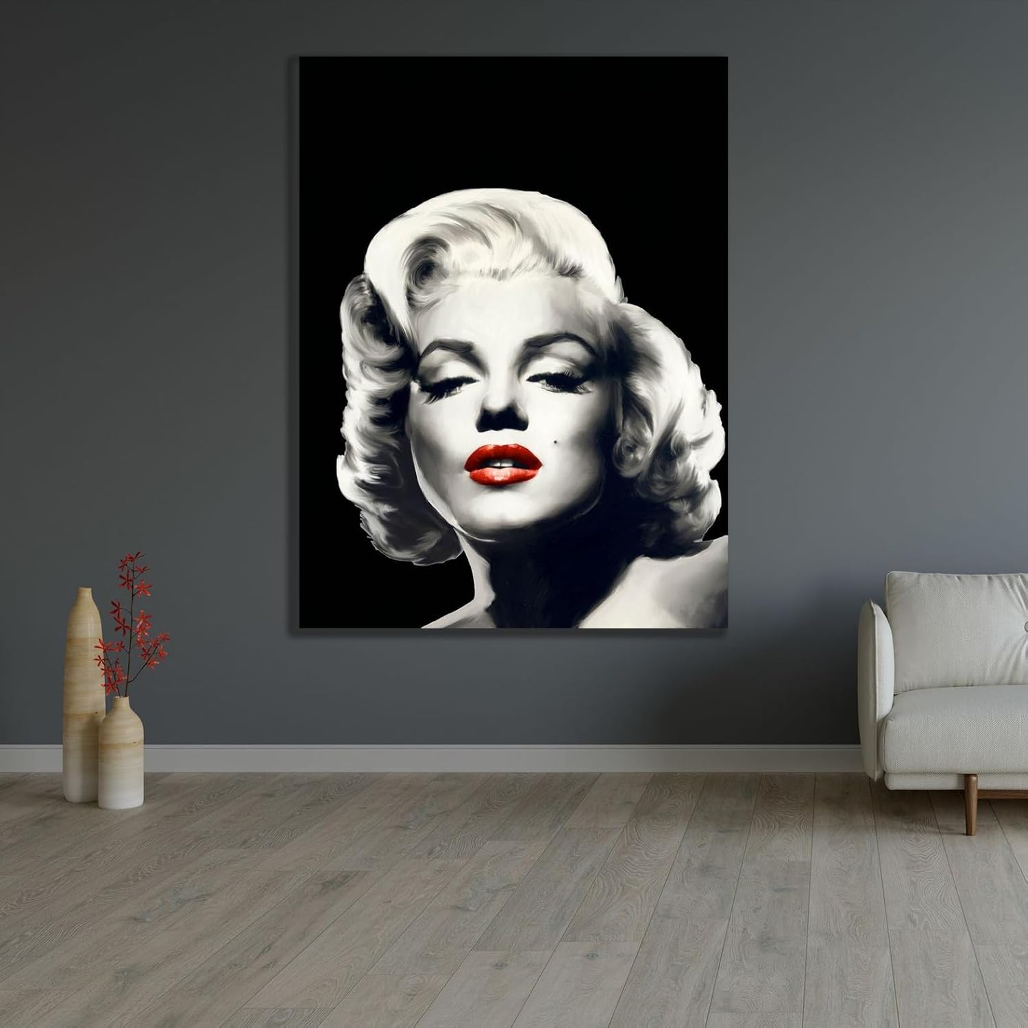 ArtDirect Red Lips Marilyn In Black Custom Framed Art Print Giclee Print or Canvas Options with Various Sizes and Customization by Consani, Chris (210251)