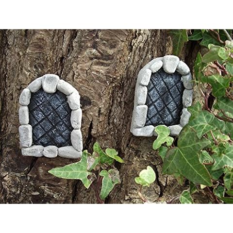 Pair of Arched Stone Fairy Windows Perfect to accompany your fairy door or add to your fairy garden Cover