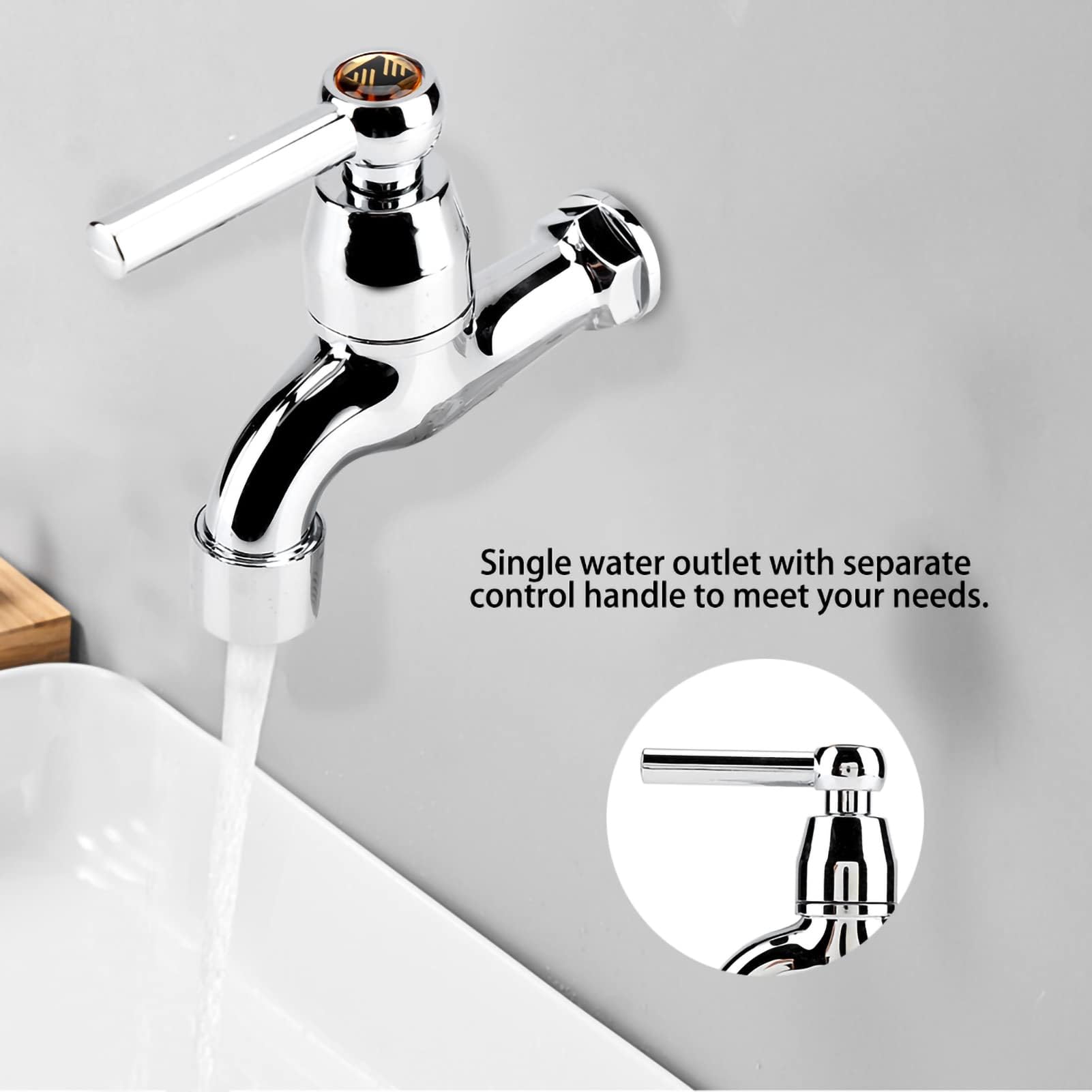 Rubinetto Plastica Cromata per Bagno e Lavanderia | Rubinetto Acqua Fredda Singolo per Lavatrice Vasca e Giardino Esterno | Accessorio Idraulico Multifunzionale