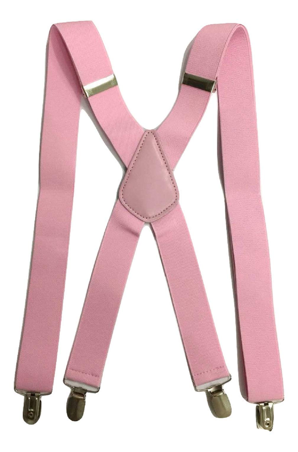 L&L® Standard Mens Ladies BRACES BLACK SUSPENDER ELASTIC 3.5cm WIDE Durable Trouser (Pink)