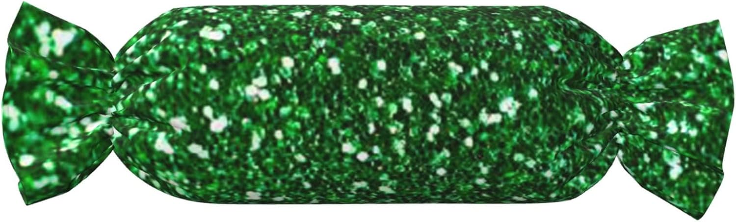 グリーンスパンコール スパークルプリント キャンディ 円柱 実用的な枕 万能 快適 寝室 リビングルーム 旅行