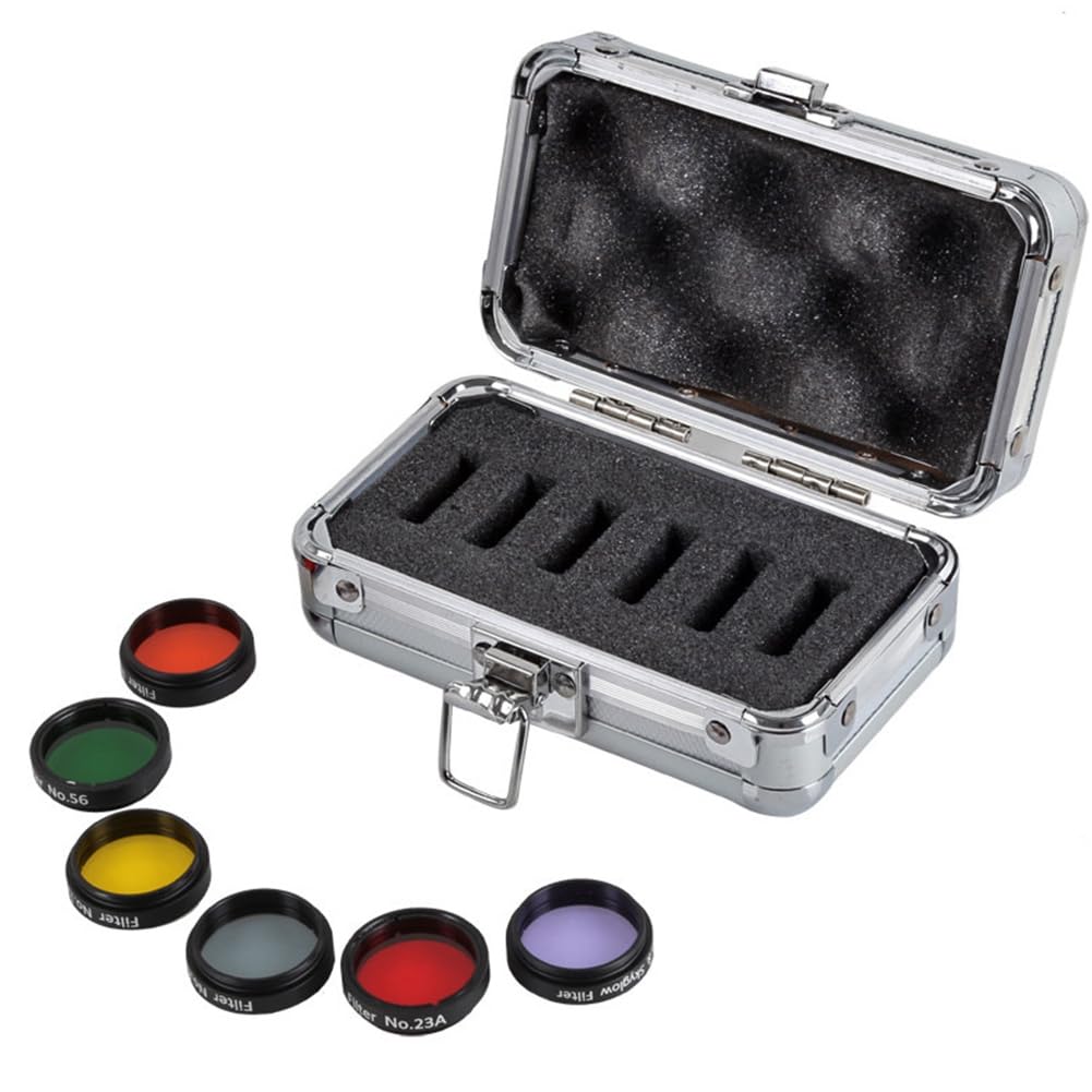 Juego de Filtros para Telescopio, Filtro de Nebulosa de Seis Colores con Caja de Aluminio, Filtro Lunar de 1,25 Pulgadas y 31,7 mm.