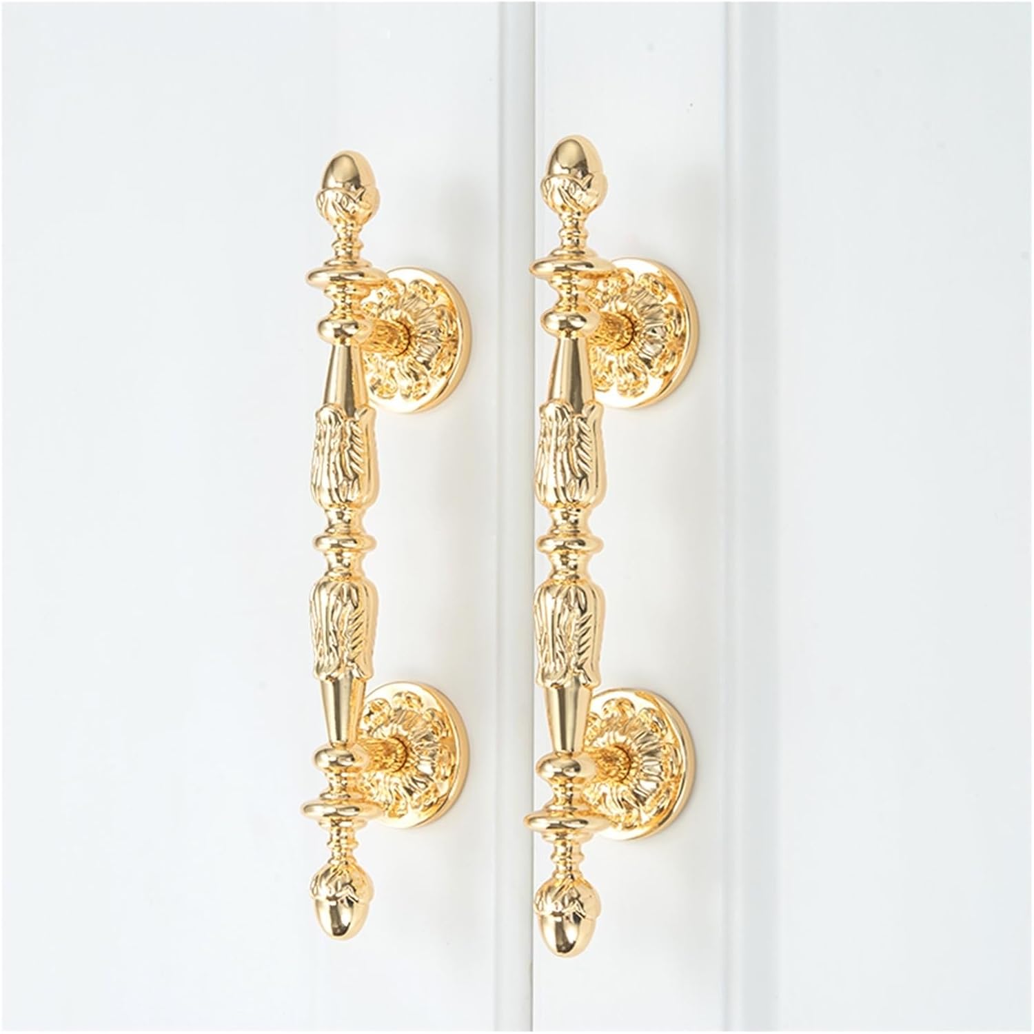 10 Pack Cabinet Handles, 107 mm Hole Centers Brass Kitchen Cabinet Pulls, Gold Drawer Pulls for Cupboard, Dresser, Bathroom and Wardrobe(3.4 inch/86 mm Hole Centers)